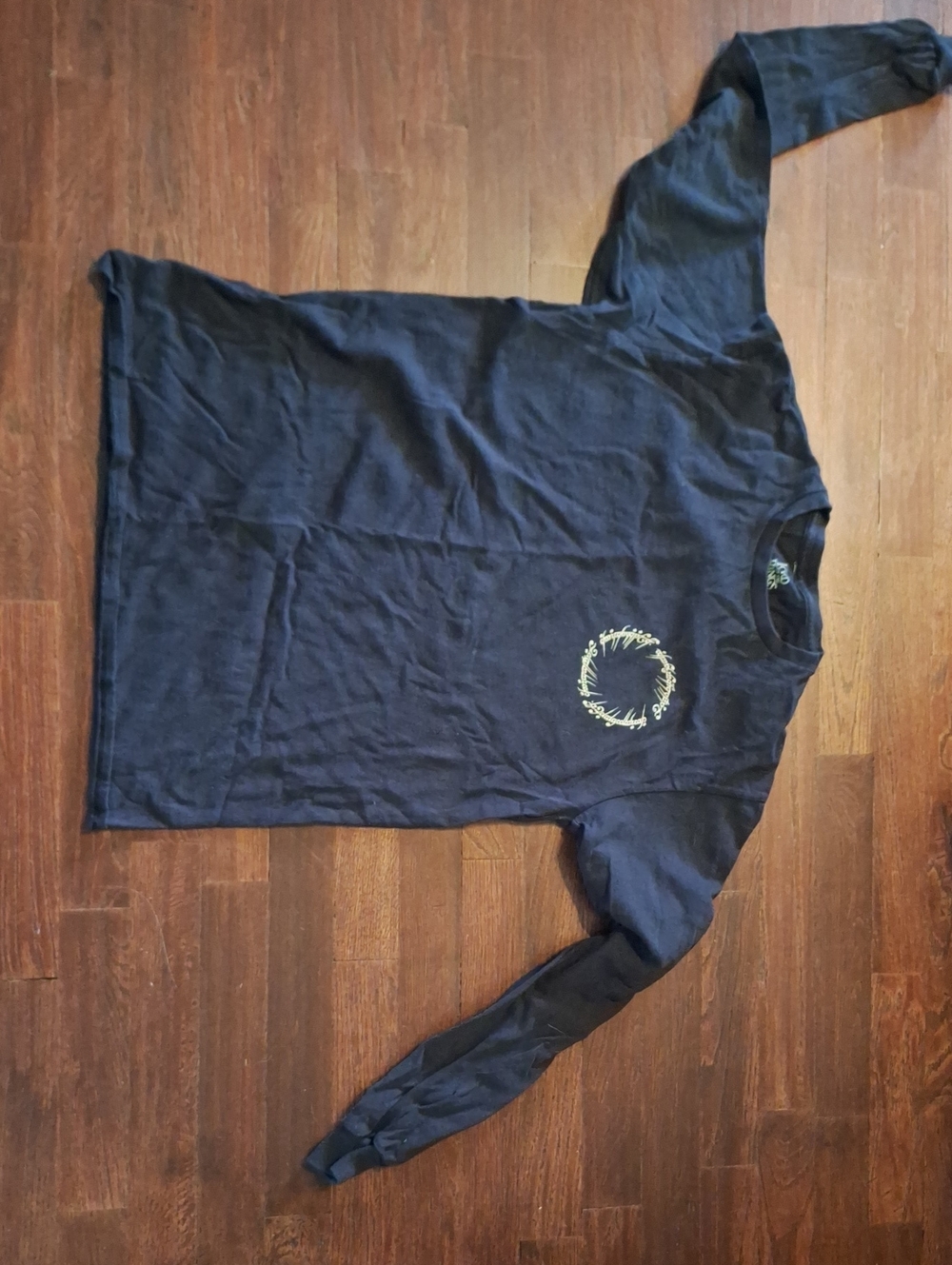 Lord Of The Rings: Black Long Sleeve Tee with Small Yellow Graphic